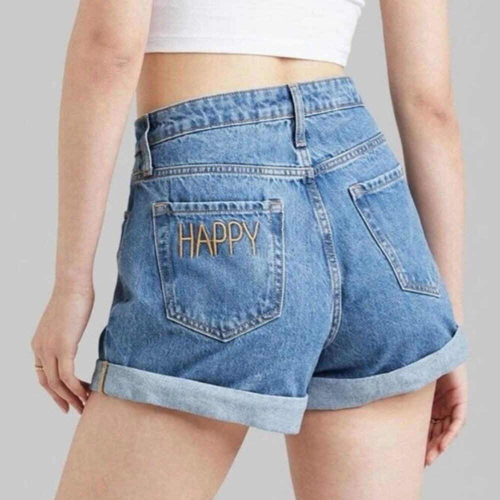 Wild Fable Highest Rise Mom Rolled Cuff Shorts Embroidered - Size 6/28 - Picture 1 of 6
